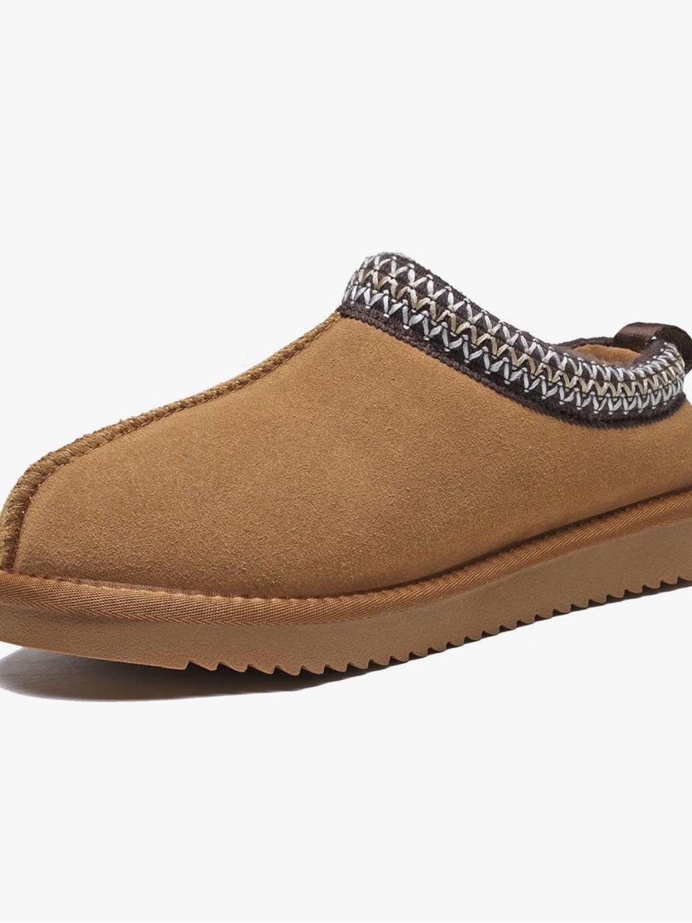 Women’s Suede Slip-On Mule in Tan with Contrast Trim